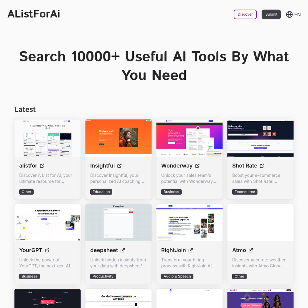 A List For AI website screenshot A List For AI website screenshot