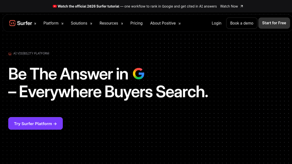 Surfer website screenshot Surfer website screenshot