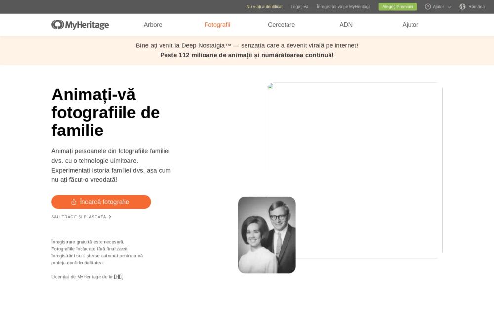 Deep Nostalgia website screenshot Deep Nostalgia website screenshot
