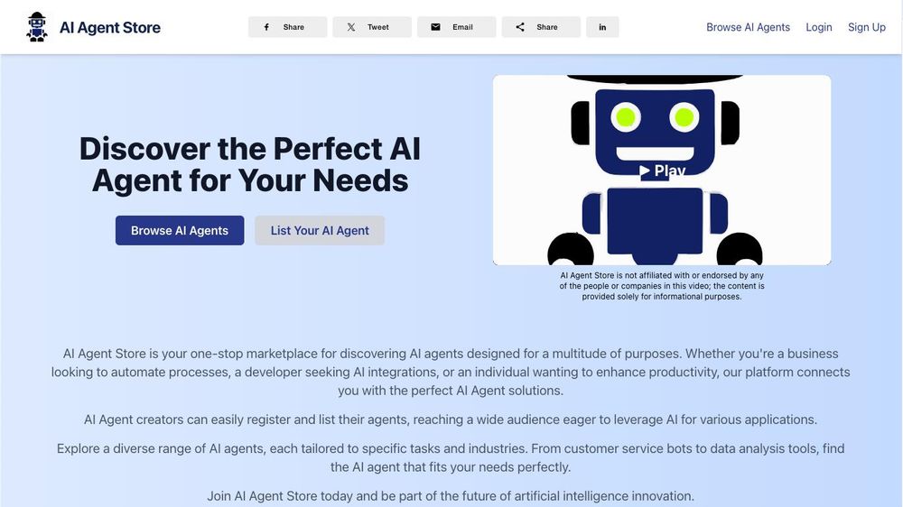 AI Agent Store website screenshot AI Agent Store website screenshot