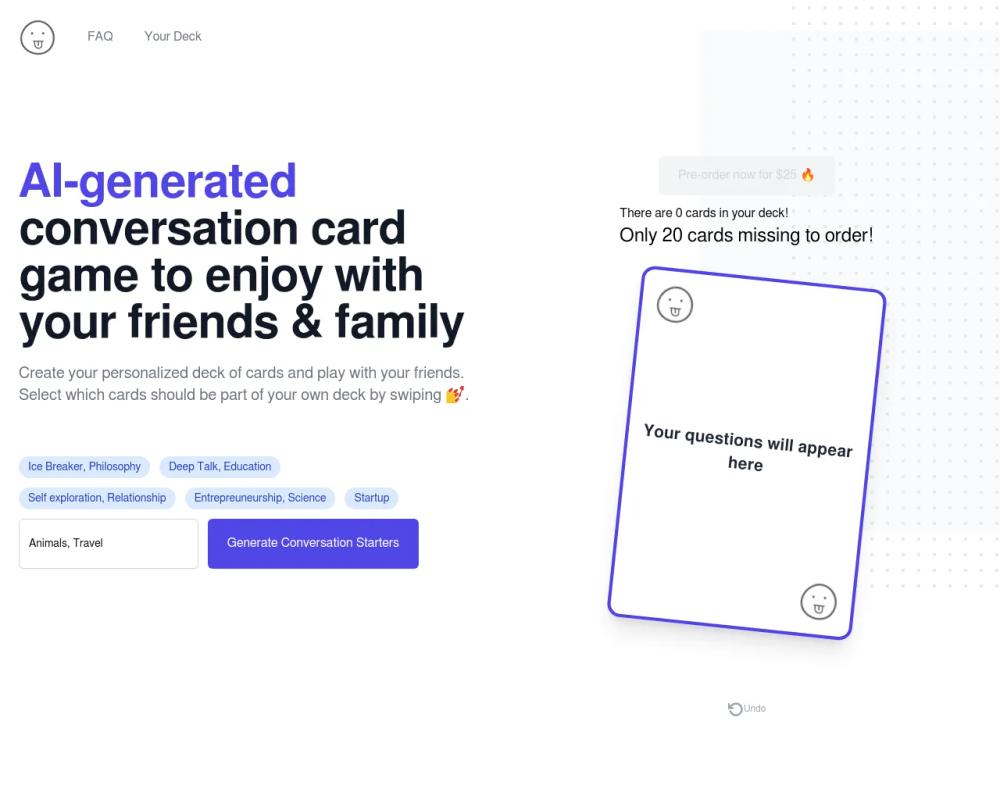 Langame card game website screenshot Langame card game website screenshot
