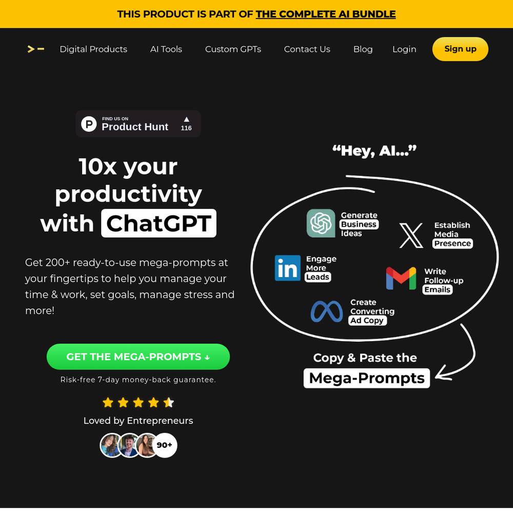 Mega Prompts website screenshot Mega Prompts website screenshot