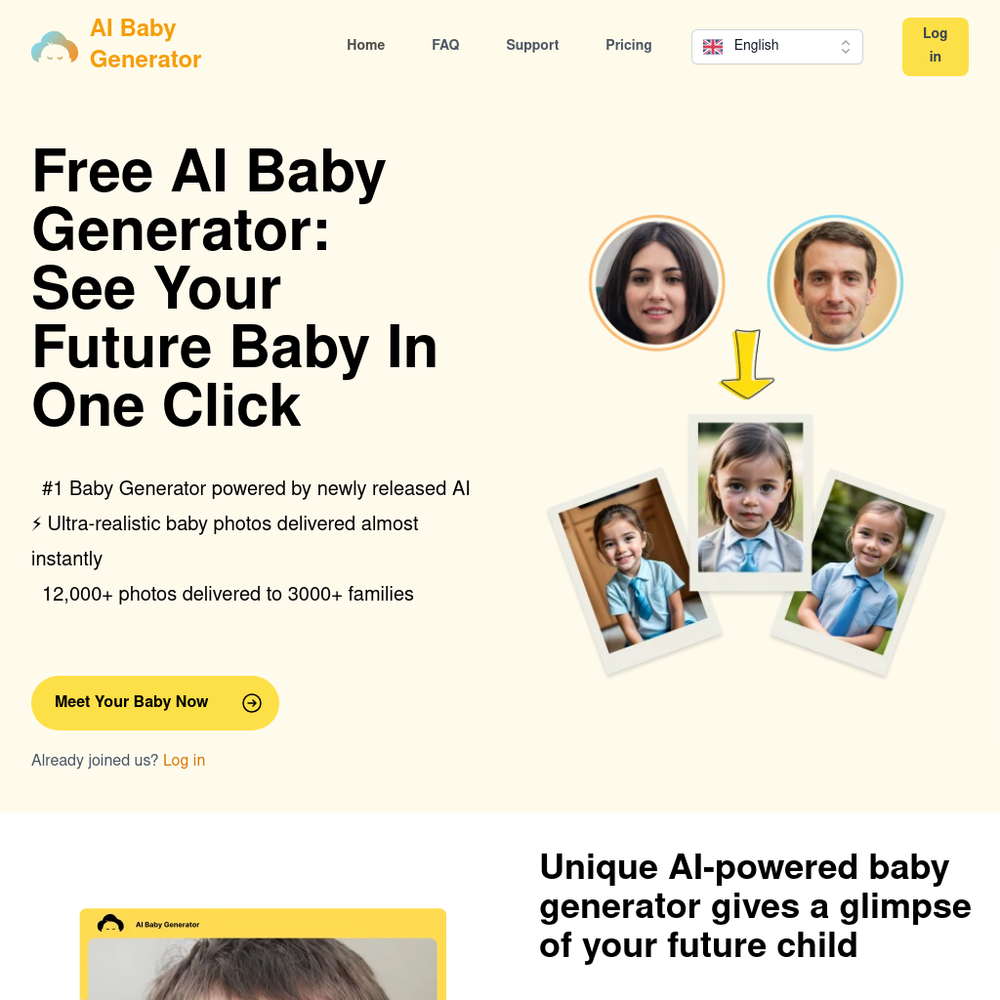 AI Baby Generator website screenshot AI Baby Generator website screenshot