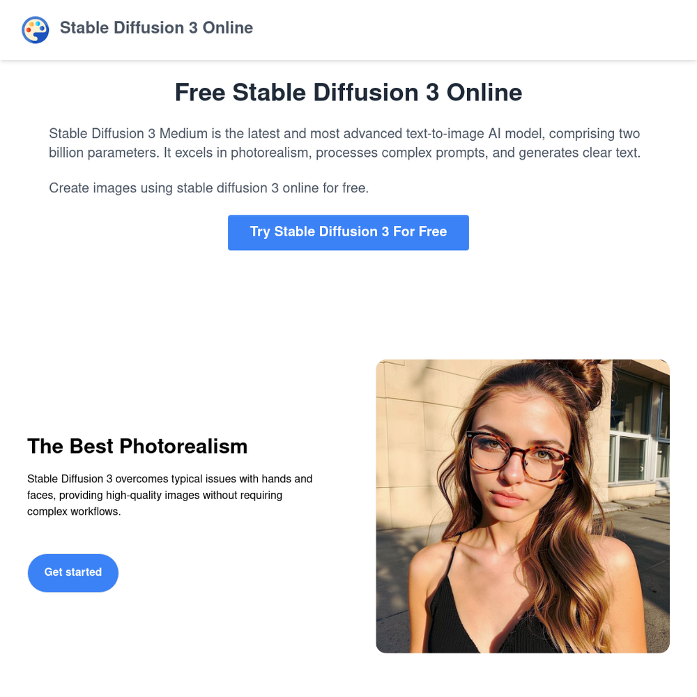 Stable Diffusion 3 website screenshot Stable Diffusion 3 website screenshot