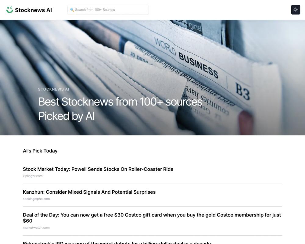 Stocknews AI website screenshot Stocknews AI website screenshot
