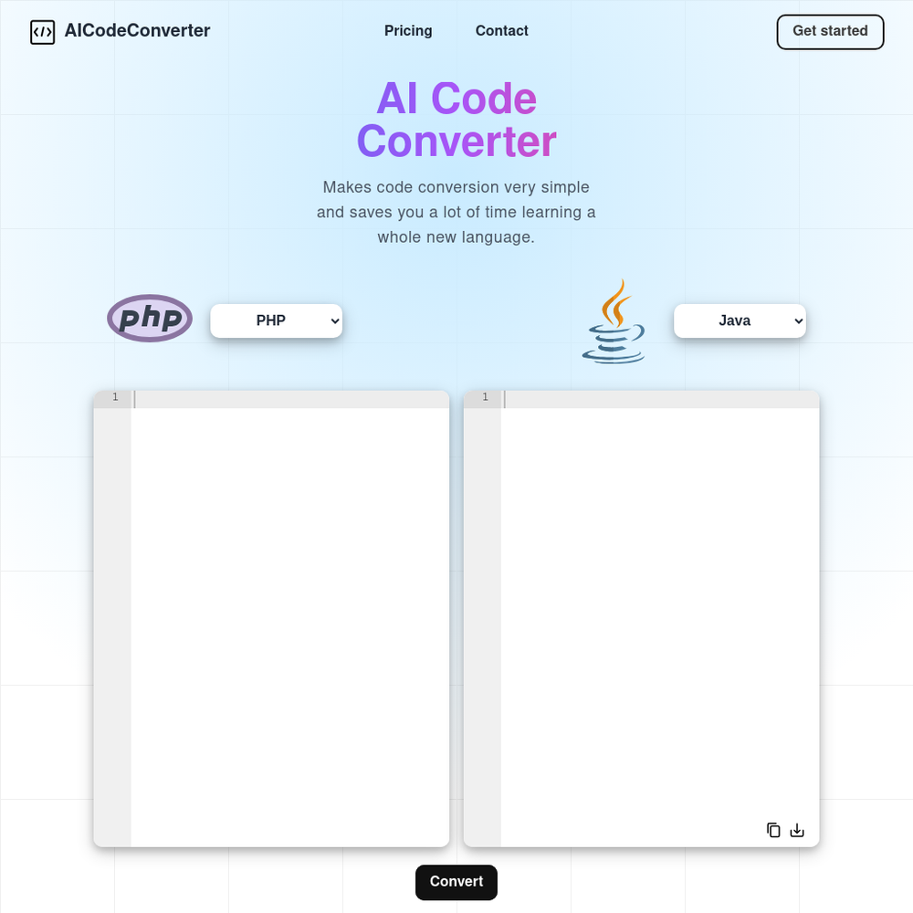AI Code Converter website screenshot AI Code Converter website screenshot
