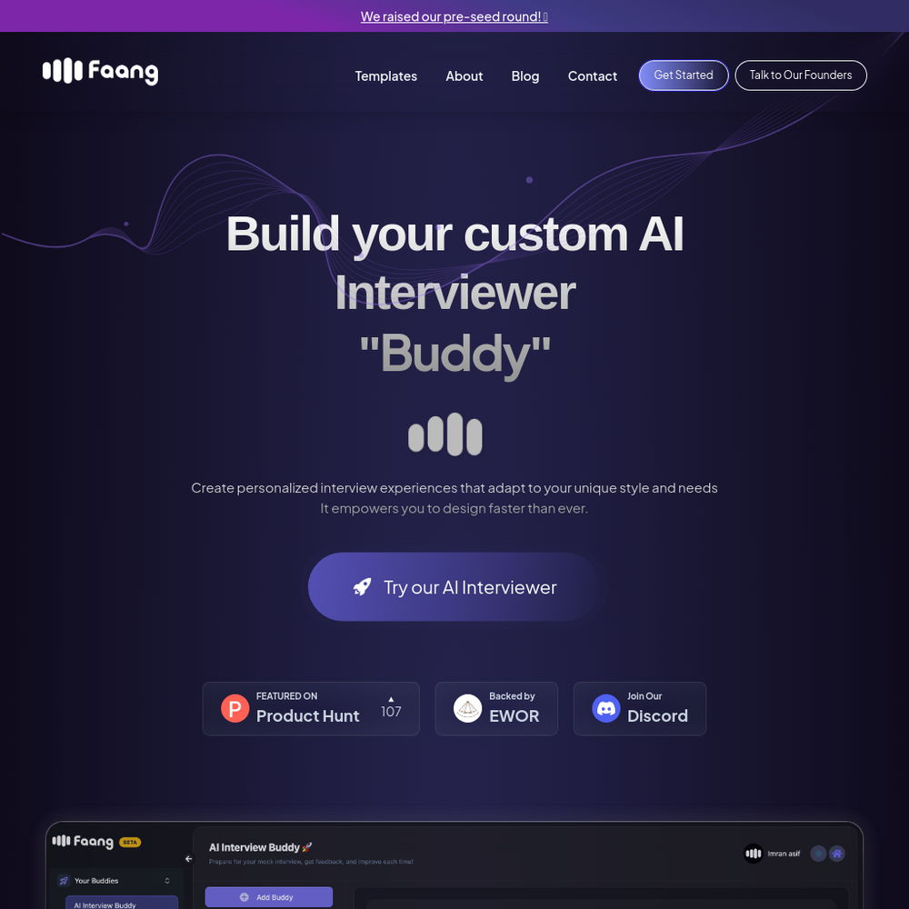 Faang AI website screenshot Faang AI website screenshot