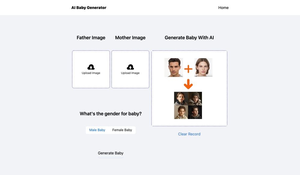 AI Baby Generator website screenshot AI Baby Generator website screenshot