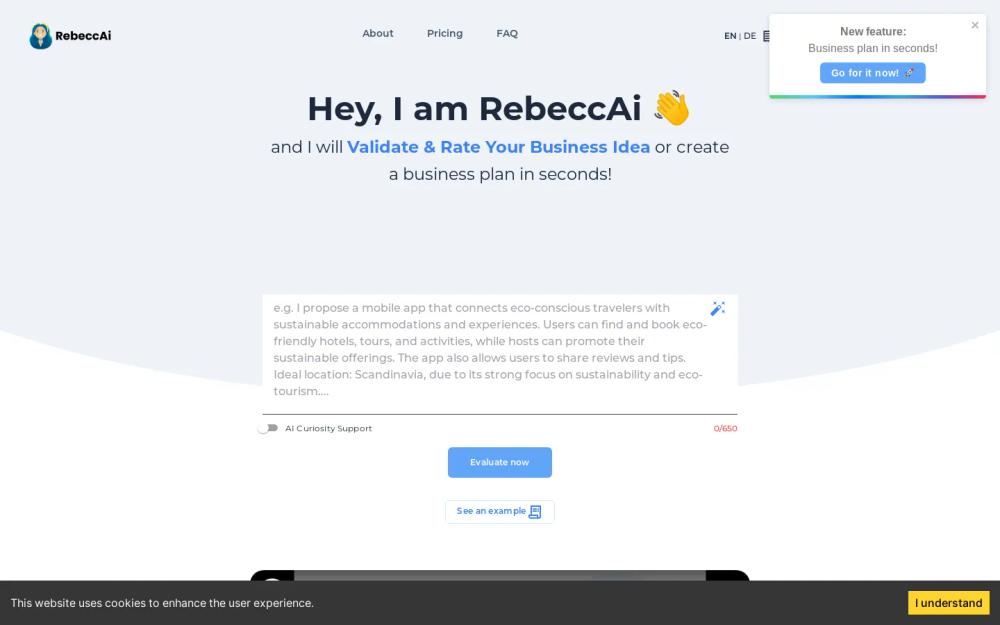 RebeccAi website screenshot RebeccAi website screenshot