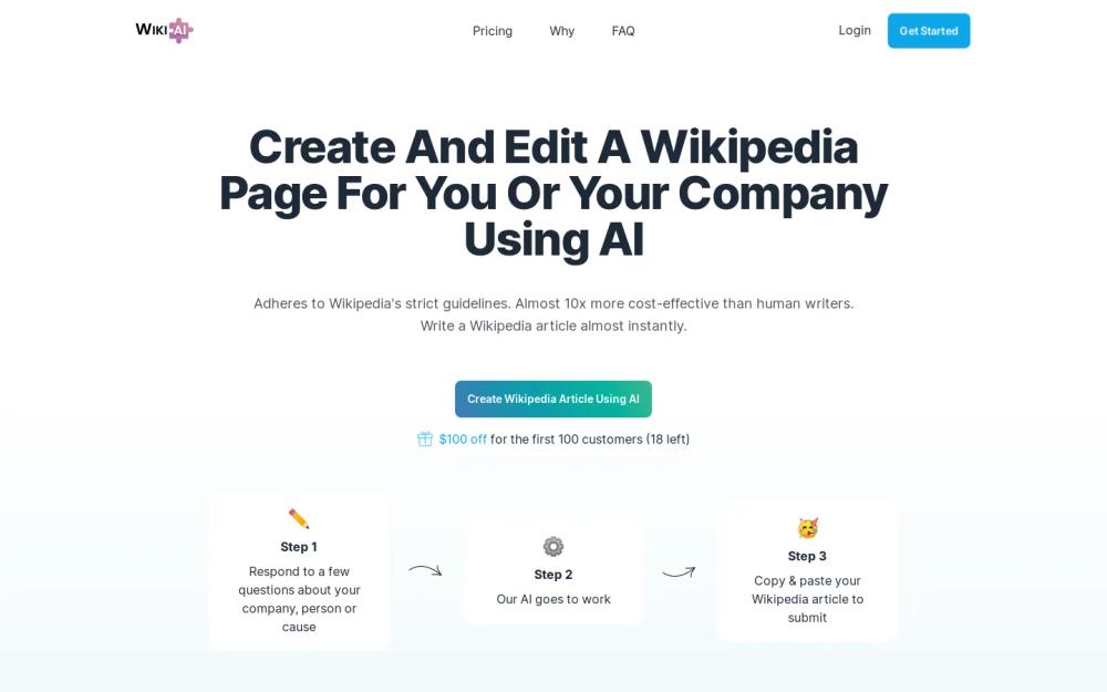 Wikipedia Article AI website screenshot Wikipedia Article AI website screenshot
