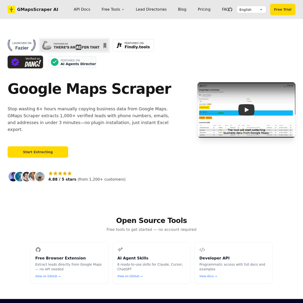 Google Maps Scraper AI website screenshot Google Maps Scraper AI website screenshot