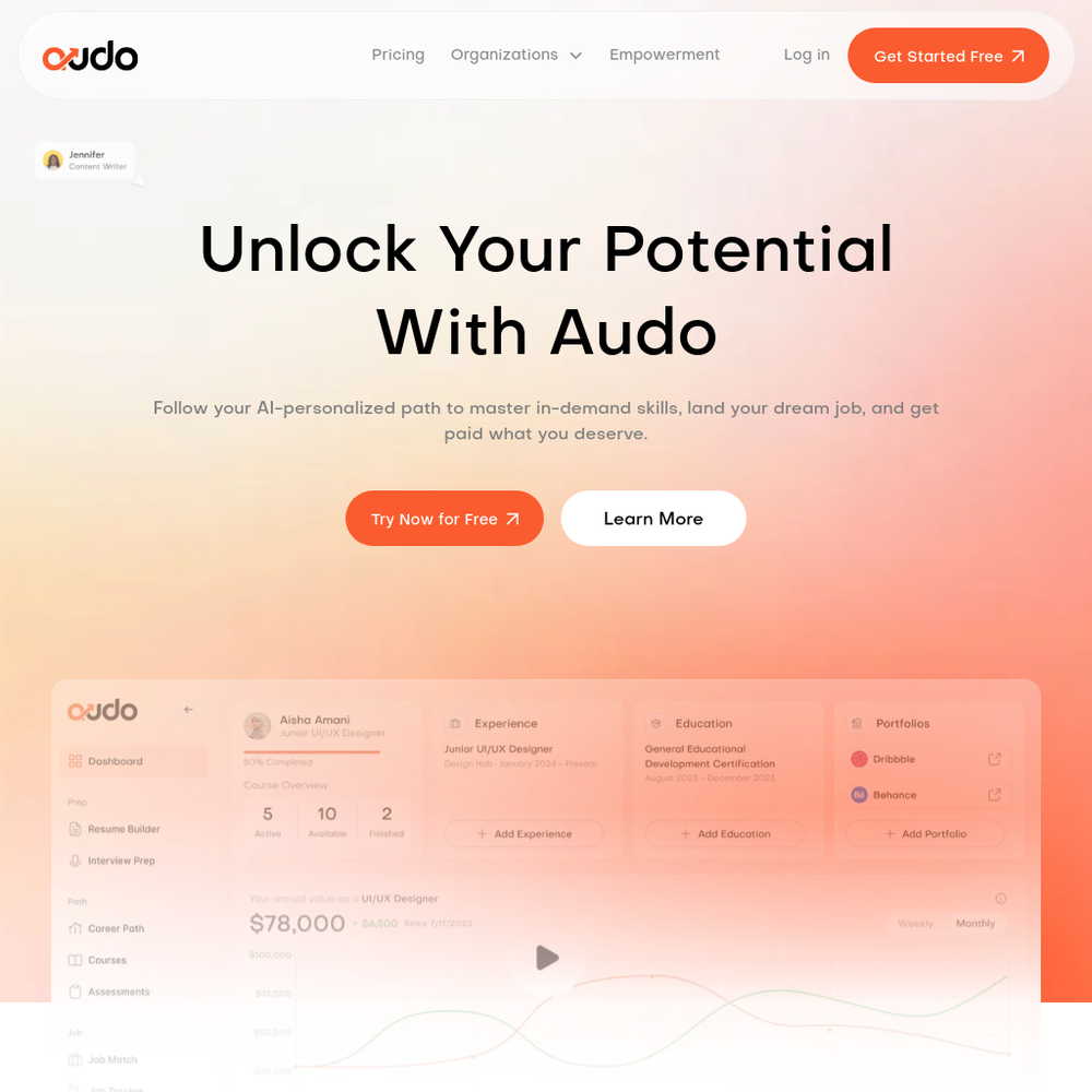 Audo website screenshot Audo website screenshot