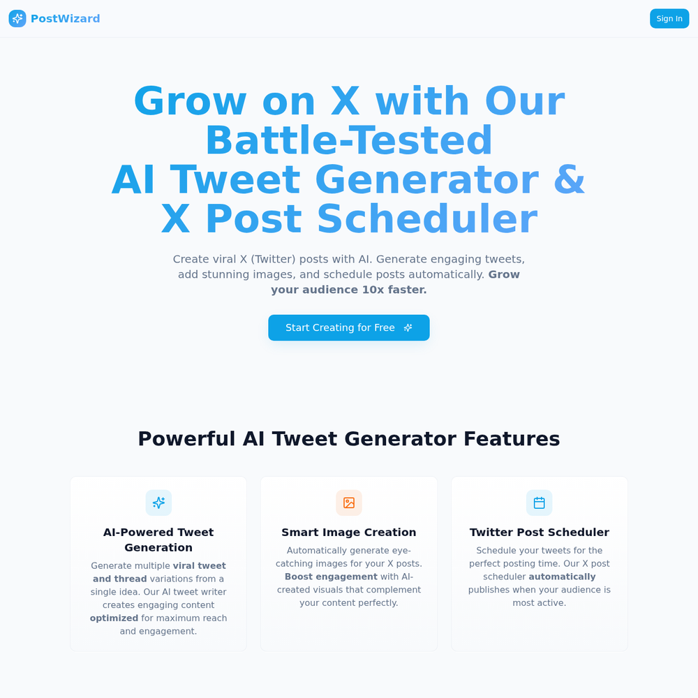 PostWizard website screenshot PostWizard website screenshot