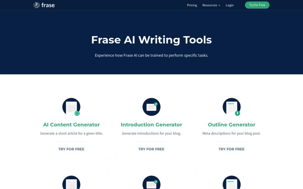 Frase.io website screenshot Frase.io website screenshot