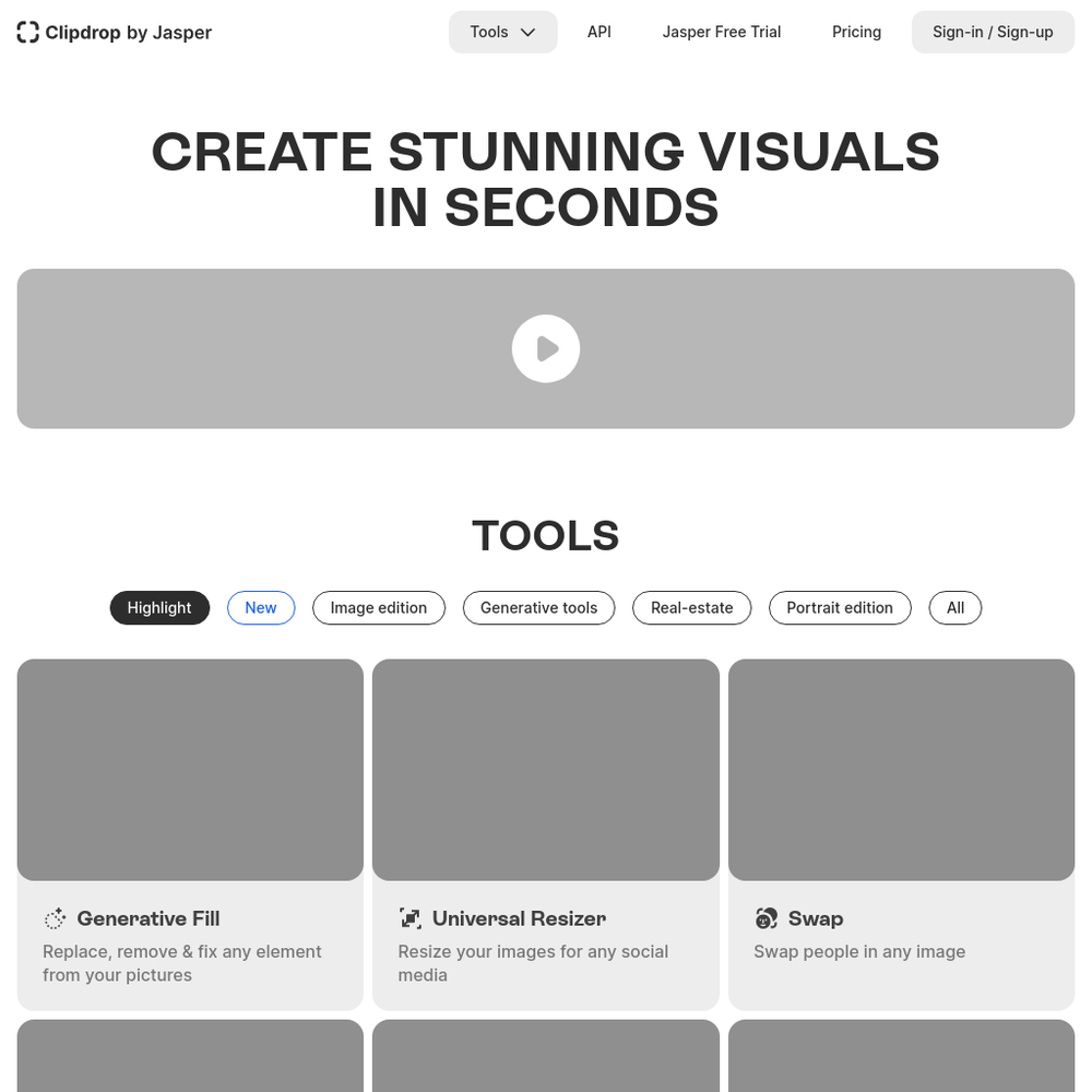 Clipdrop AI website screenshot Clipdrop AI website screenshot
