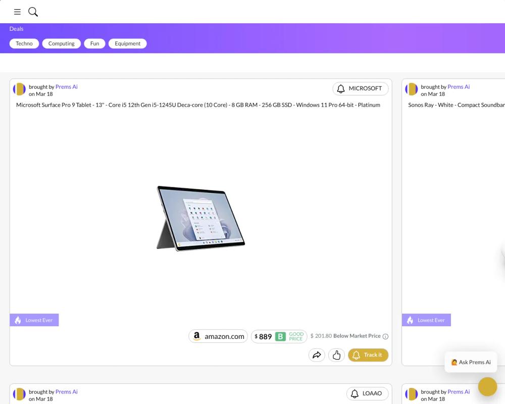 Prems Ai website screenshot Prems Ai website screenshot