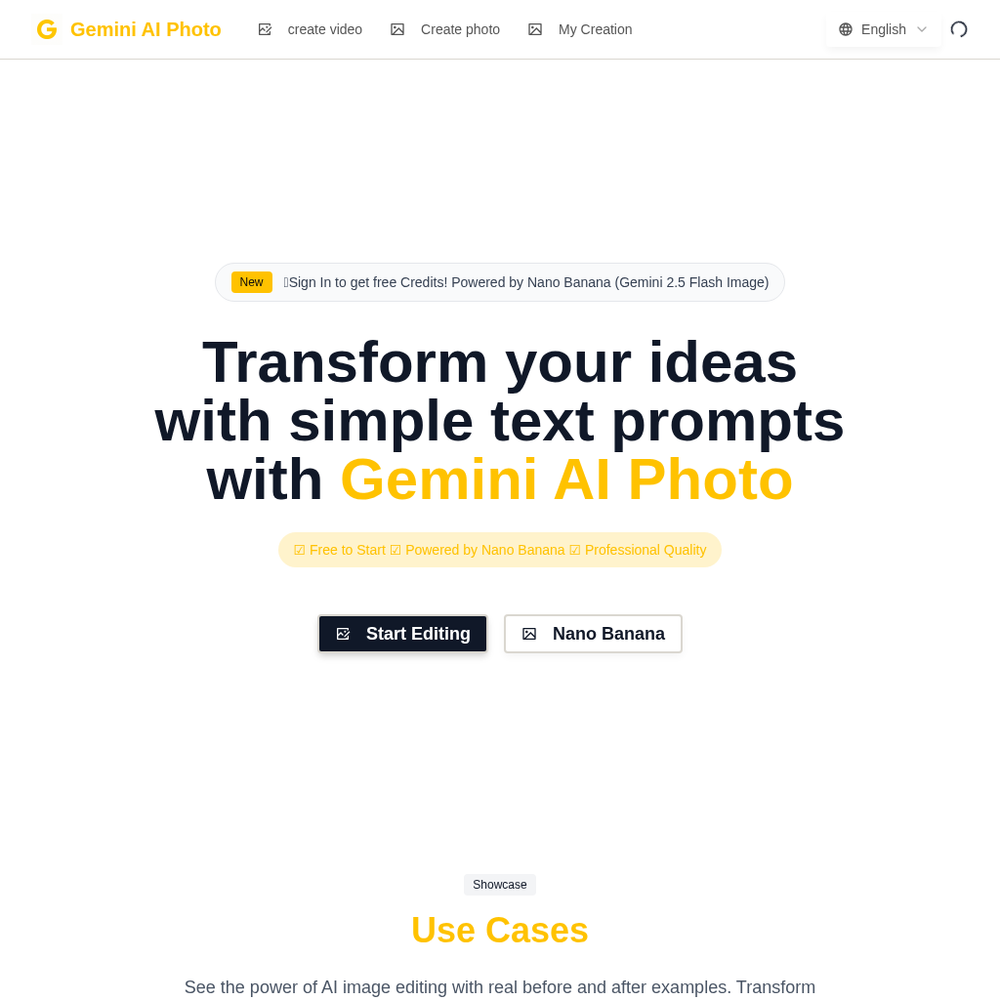 Gemini AI Photo website screenshot Gemini AI Photo website screenshot