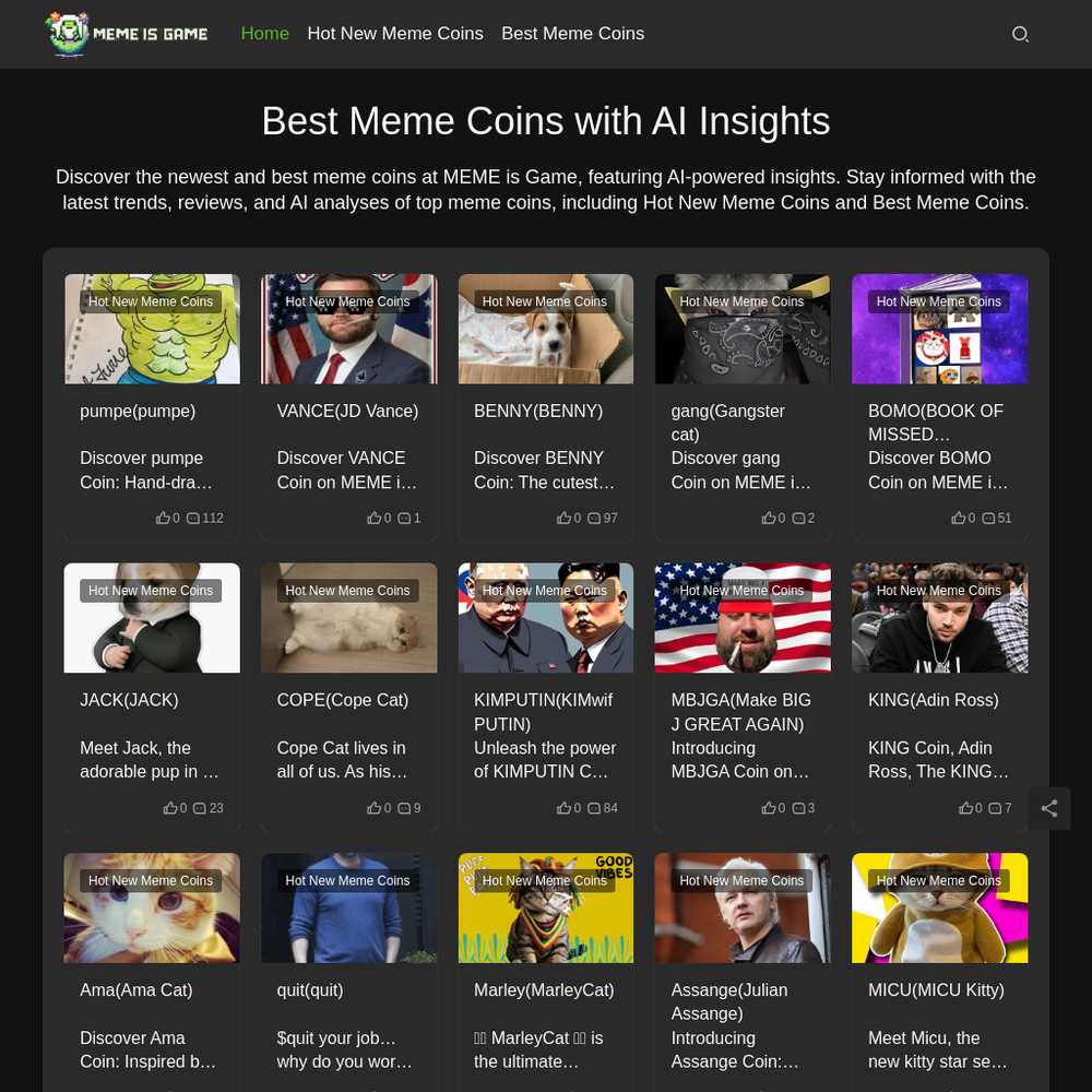 MEME is game website screenshot MEME is game website screenshot