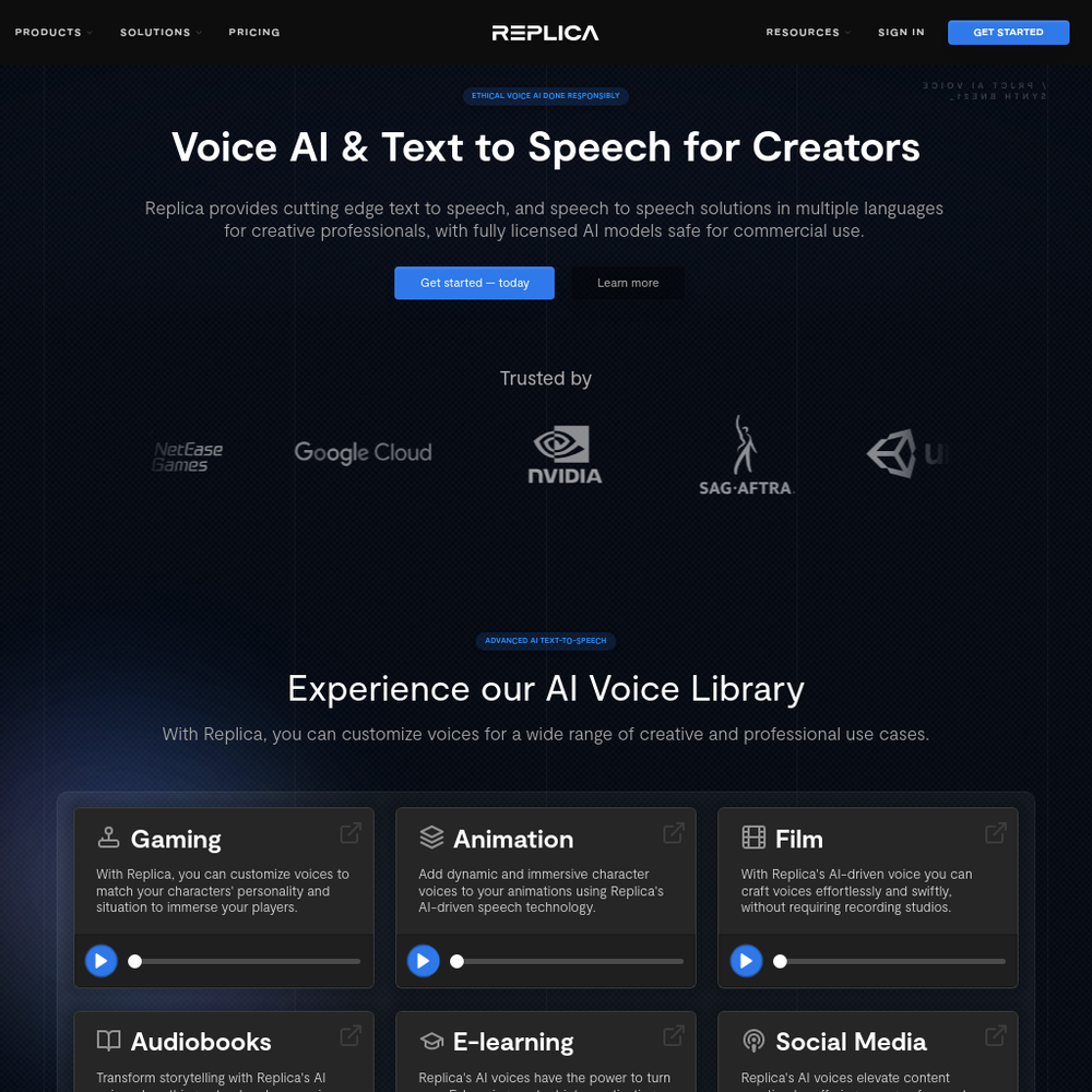 Replica website screenshot Replica website screenshot