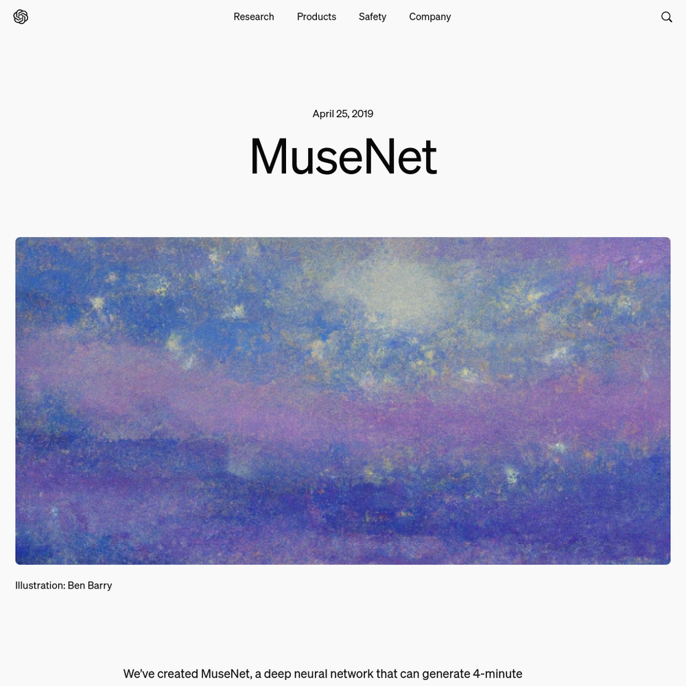 Musenet website screenshot Musenet website screenshot