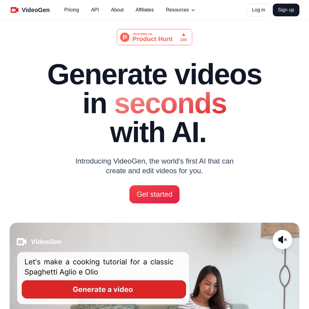 VideoGen website screenshot VideoGen website screenshot