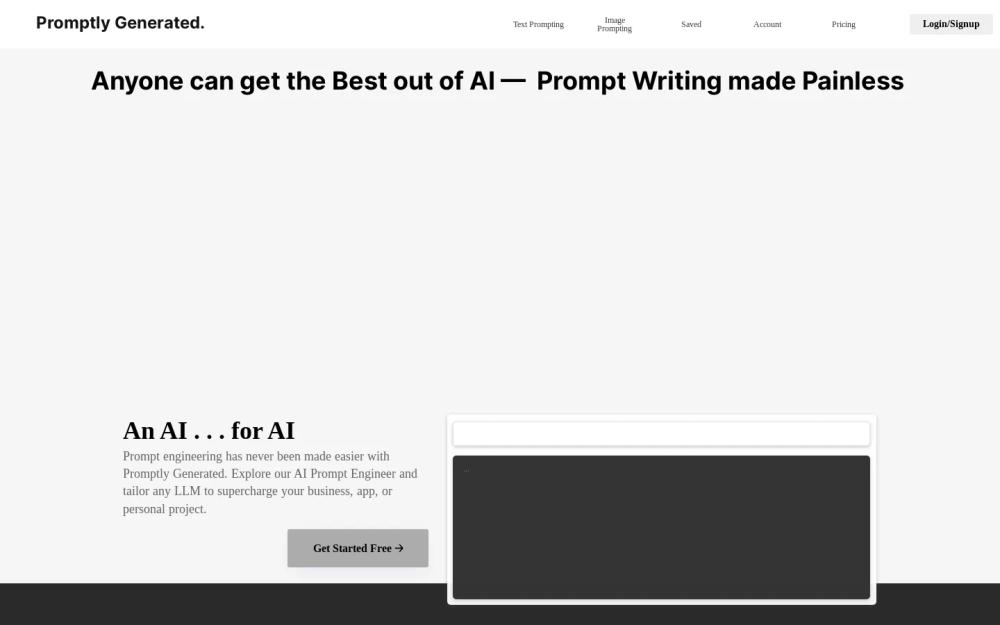 Promptly Generated website screenshot Promptly Generated website screenshot