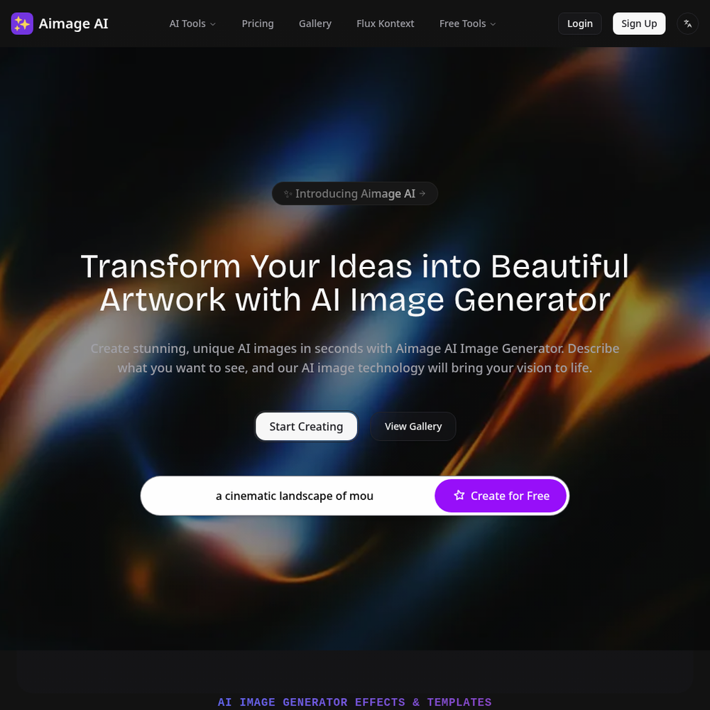 Aimage AI website screenshot Aimage AI website screenshot