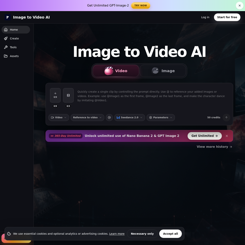 Image to Video AI website screenshot Image to Video AI website screenshot