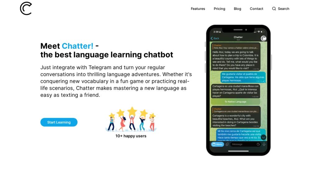 Chatter website screenshot Chatter website screenshot