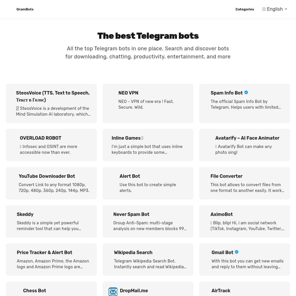 GramBots website screenshot GramBots website screenshot