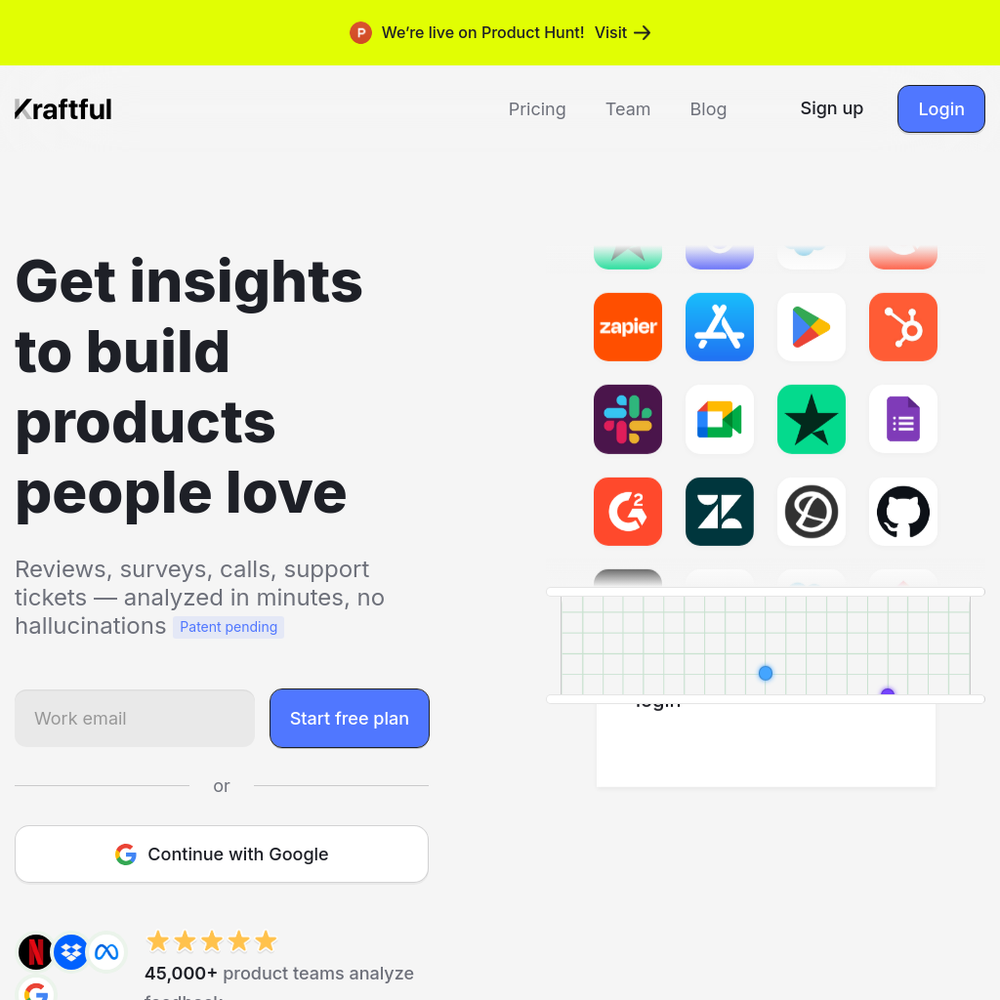 Kraftful website screenshot Kraftful website screenshot