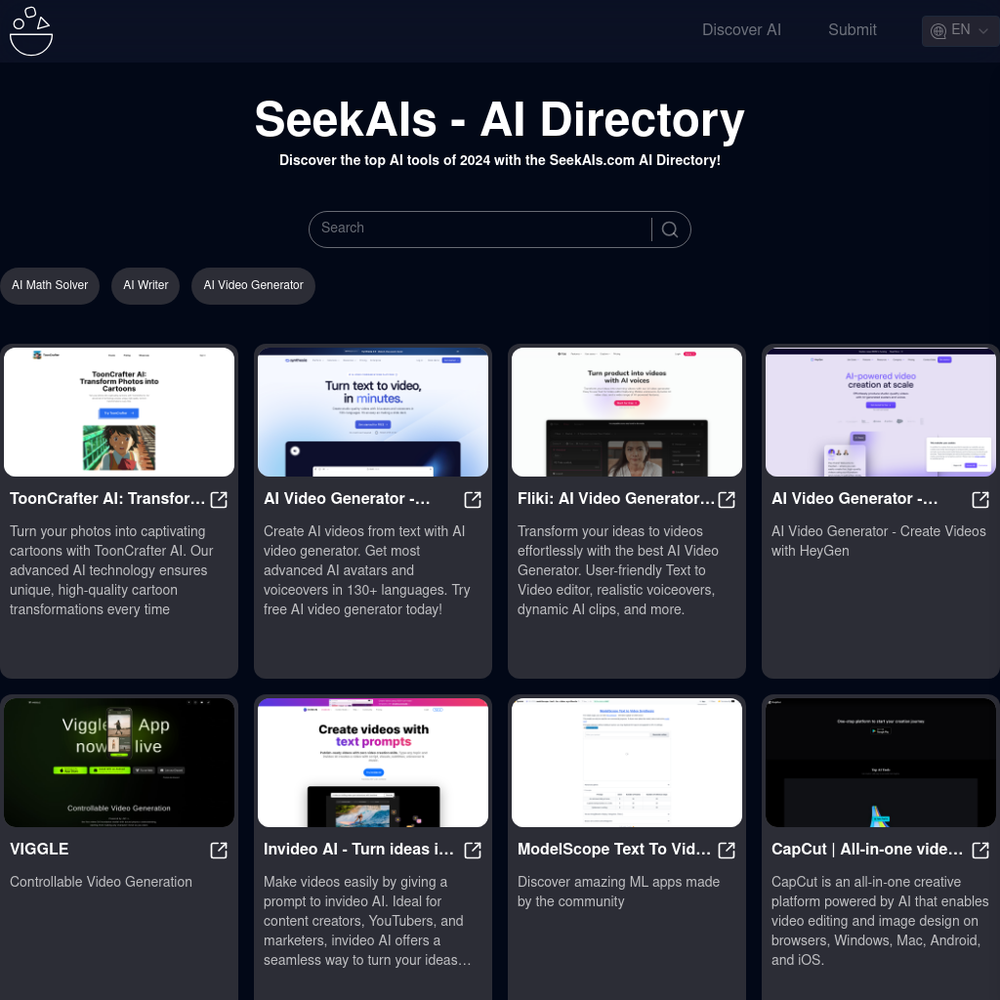 SeekAIs website screenshot SeekAIs website screenshot