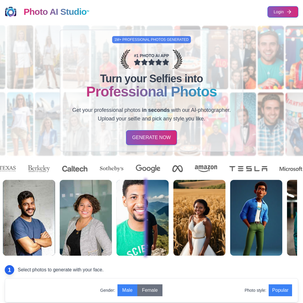 Photo AI Studio website screenshot Photo AI Studio website screenshot