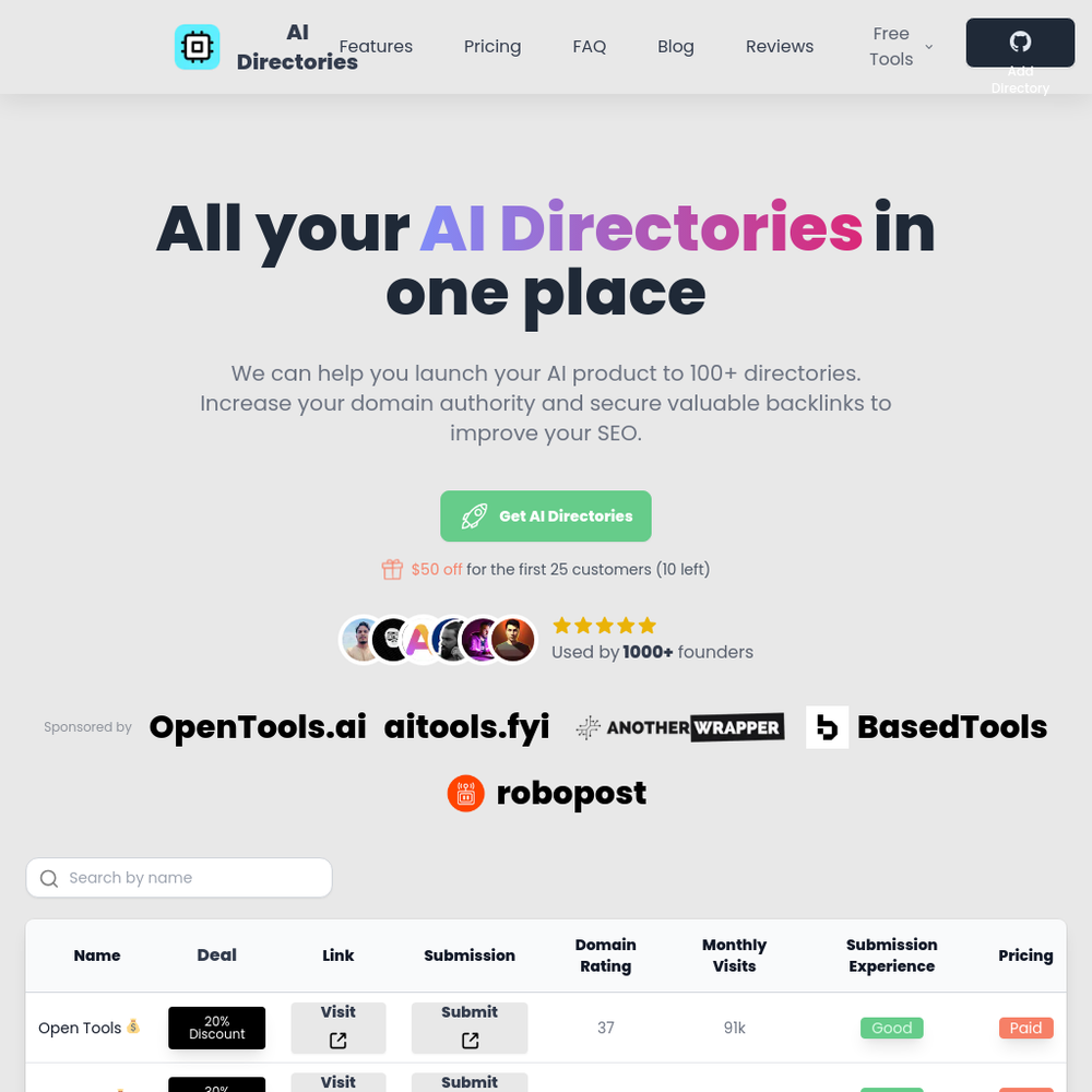 AI Directories website screenshot AI Directories website screenshot