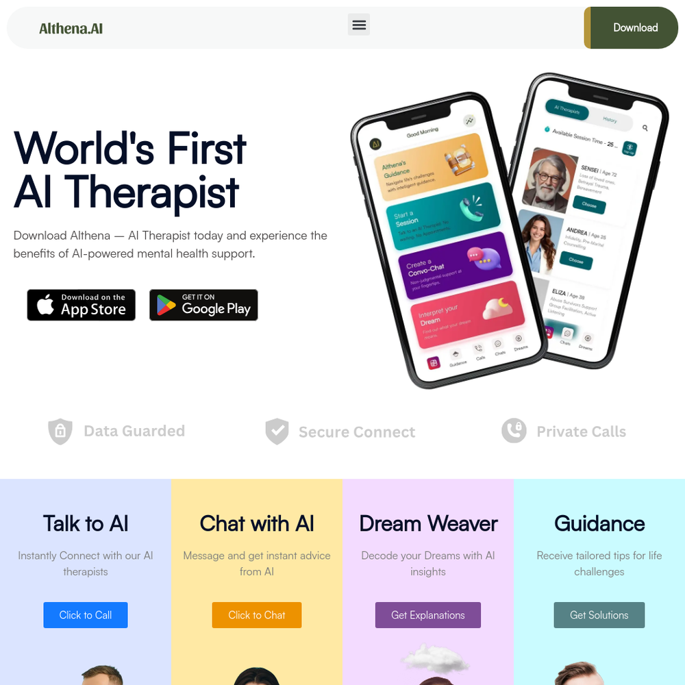 Althena AI website screenshot Althena AI website screenshot
