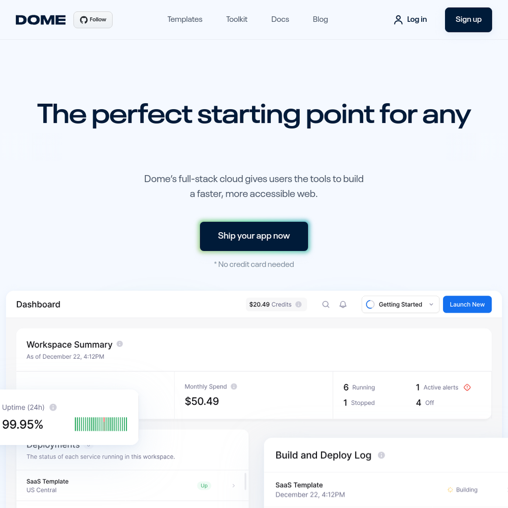 Dome website screenshot Dome website screenshot