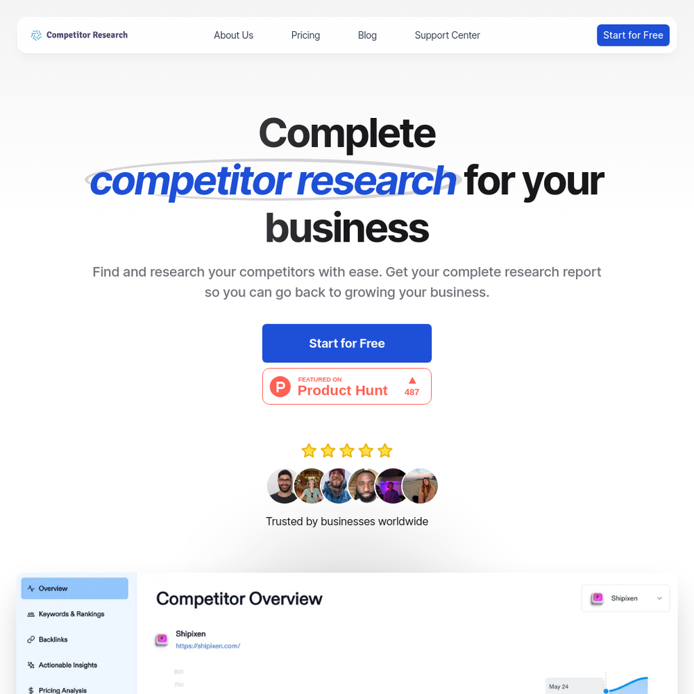 Competitor Research website screenshot Competitor Research website screenshot