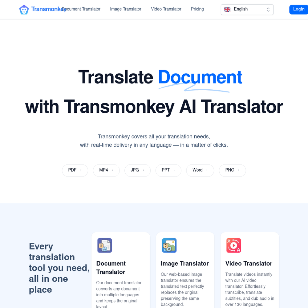 Transmonkey website screenshot Transmonkey website screenshot