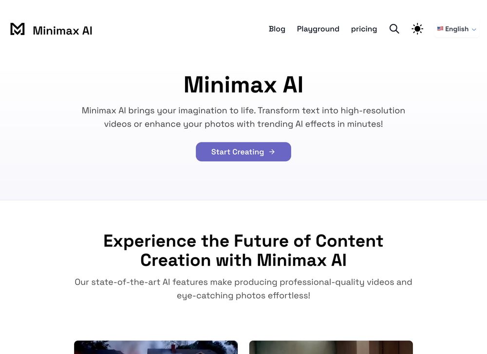 Minimax AI website screenshot Minimax AI website screenshot