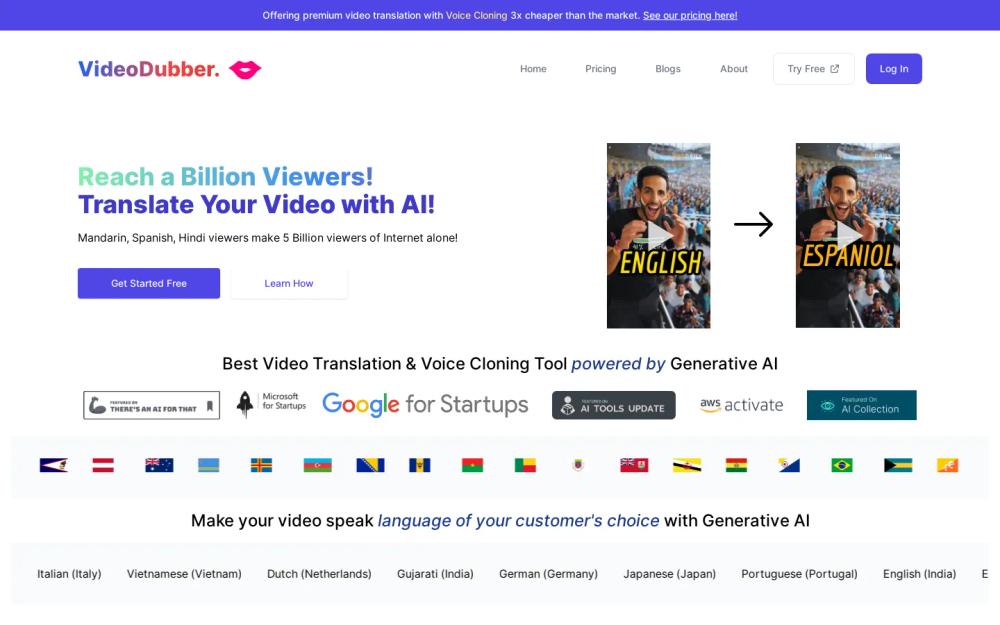 AutoDubber website screenshot AutoDubber website screenshot