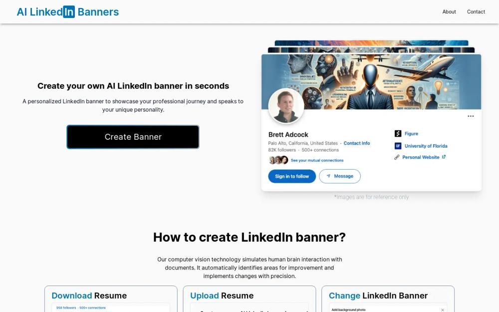 AI LinkedIn Banners website screenshot AI LinkedIn Banners website screenshot