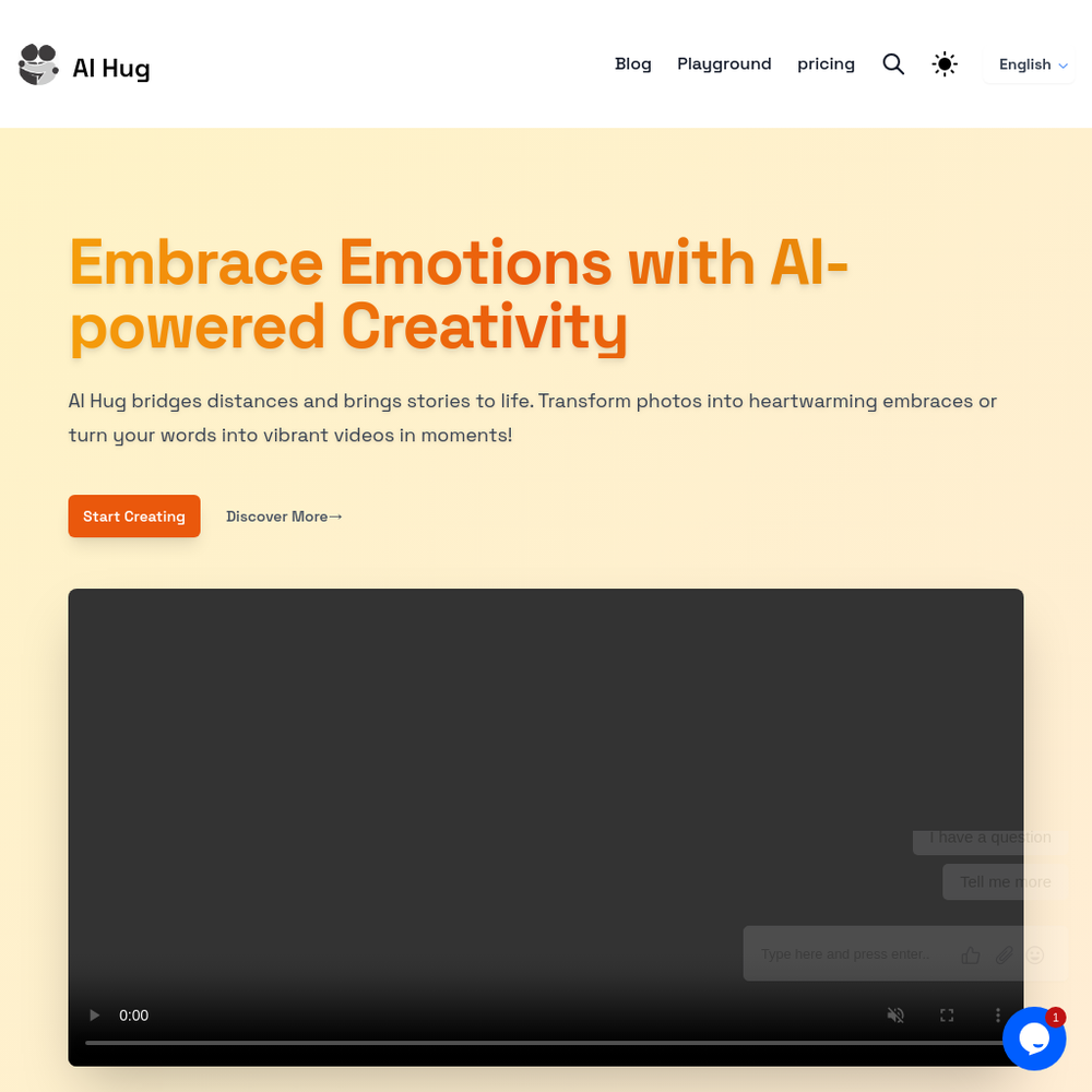 AI Hug website screenshot AI Hug website screenshot