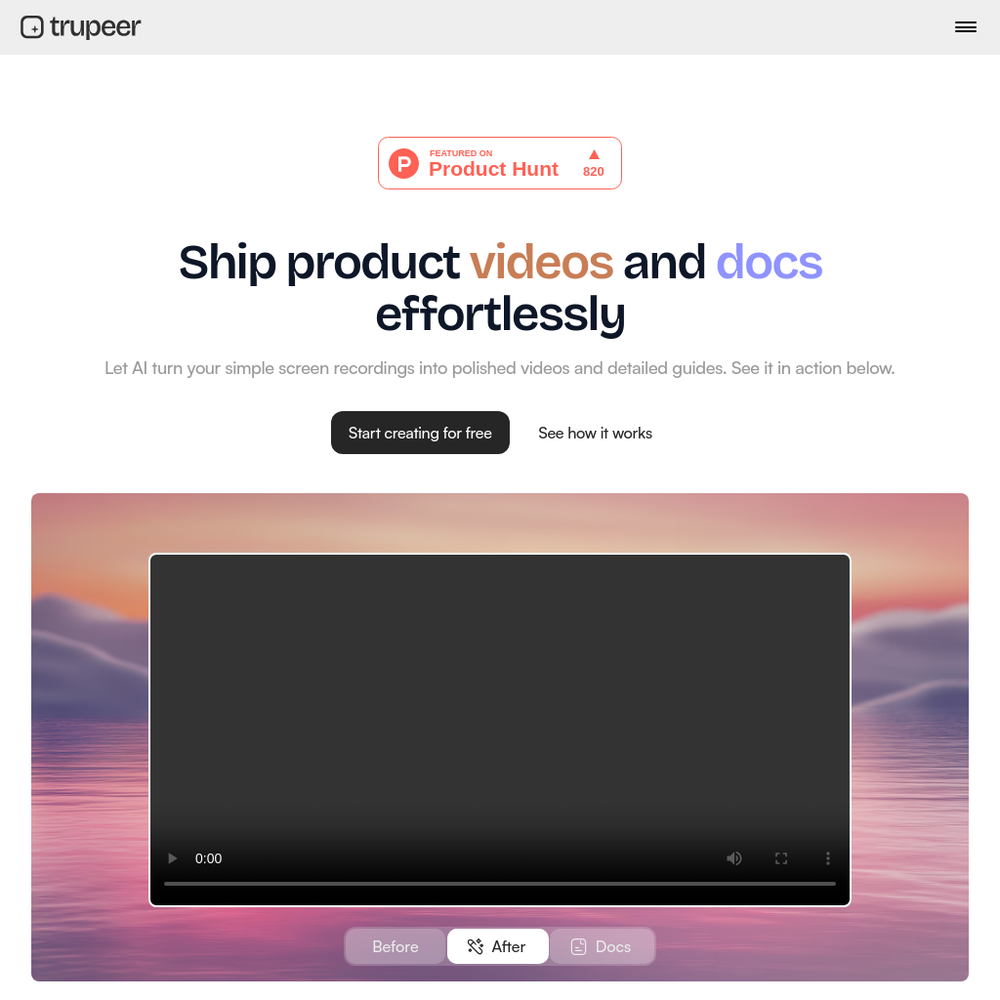 Trupeer website screenshot Trupeer website screenshot