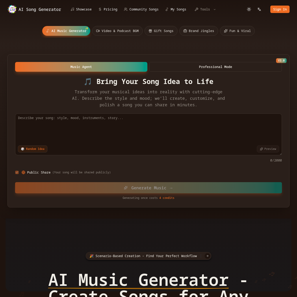 AI Song Generator website screenshot AI Song Generator website screenshot