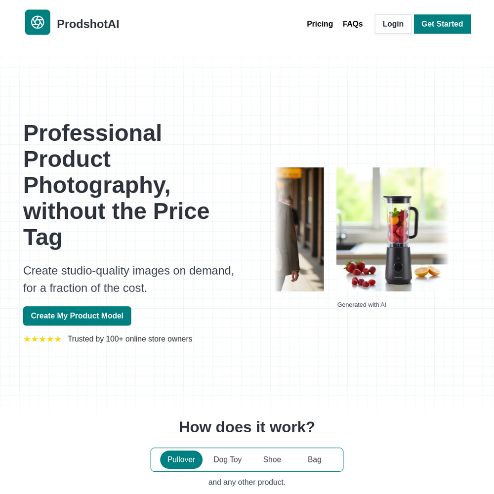 ProdShotAI website screenshot ProdShotAI website screenshot