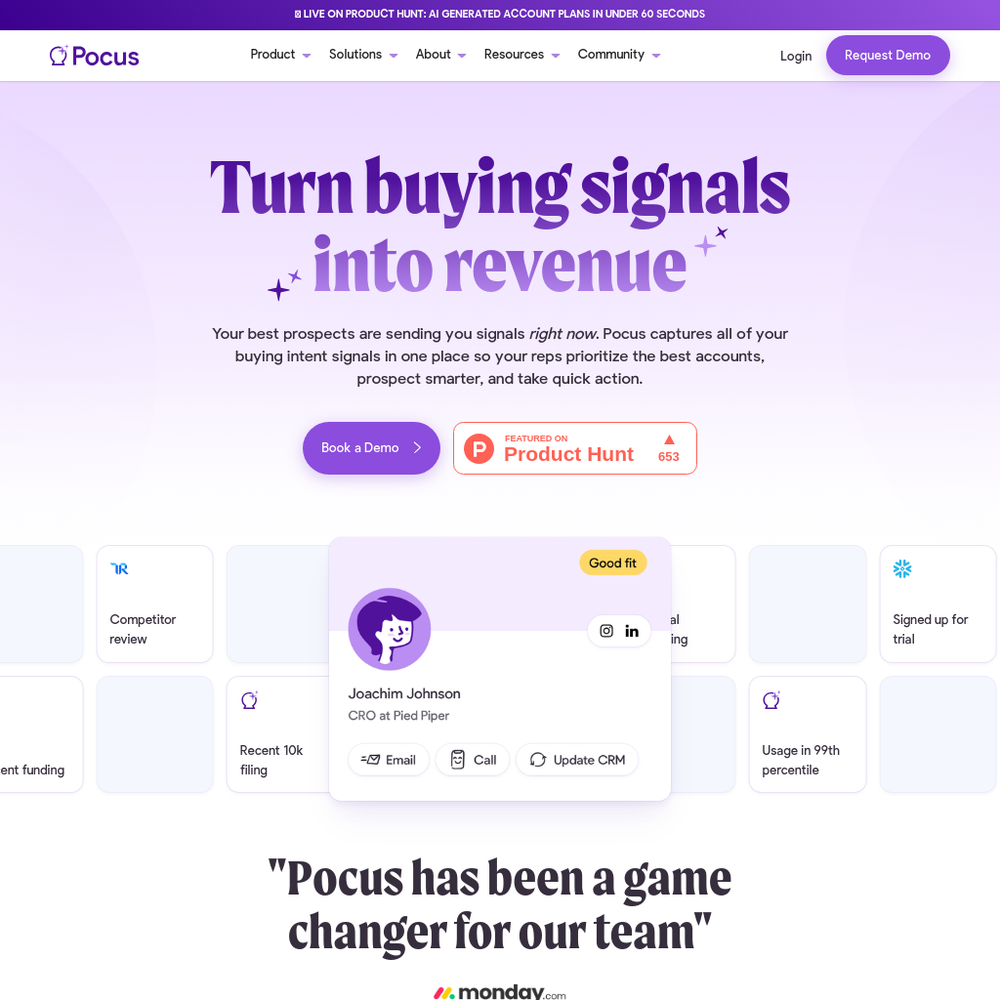 Pocus website screenshot Pocus website screenshot