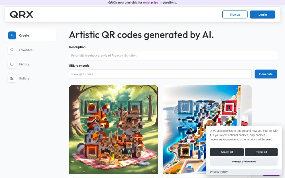 QRX Codes website screenshot QRX Codes website screenshot