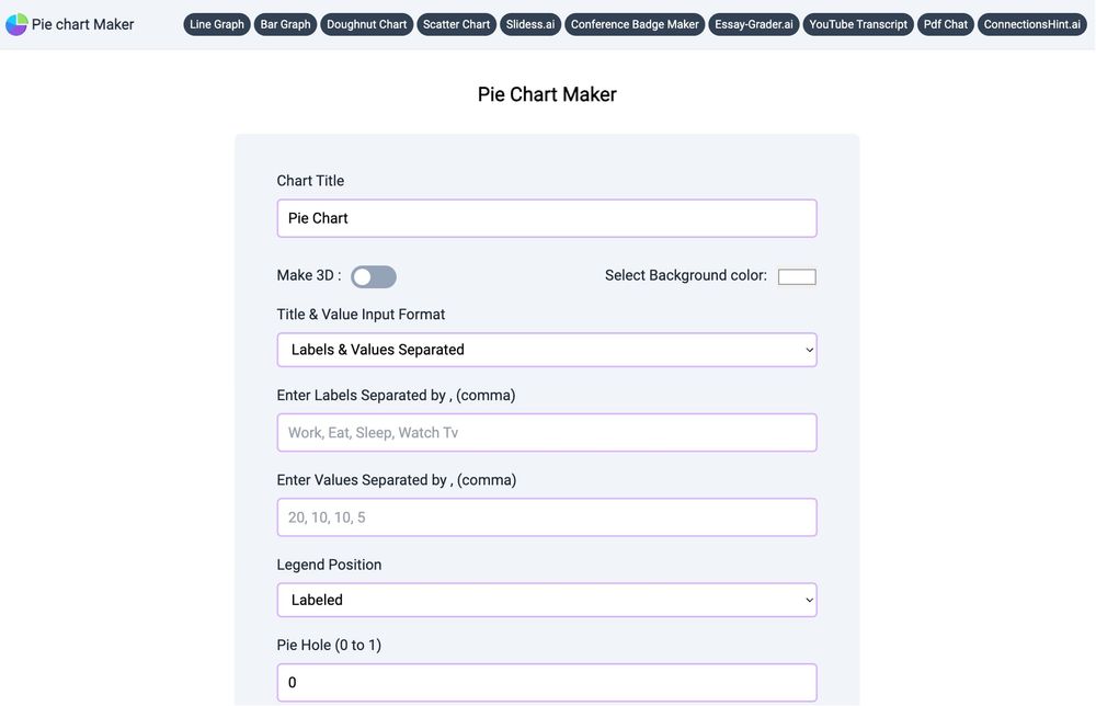 Pie Chart Maker website screenshot Pie Chart Maker website screenshot