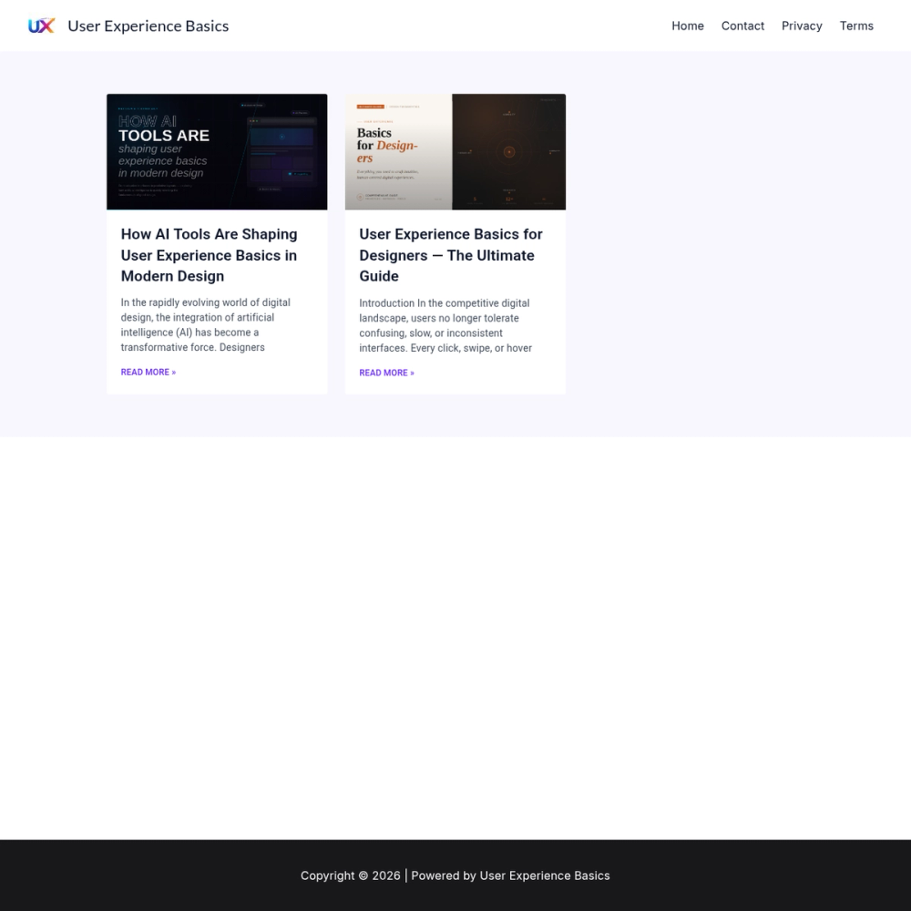 User Experience Basics website screenshot User Experience Basics website screenshot
