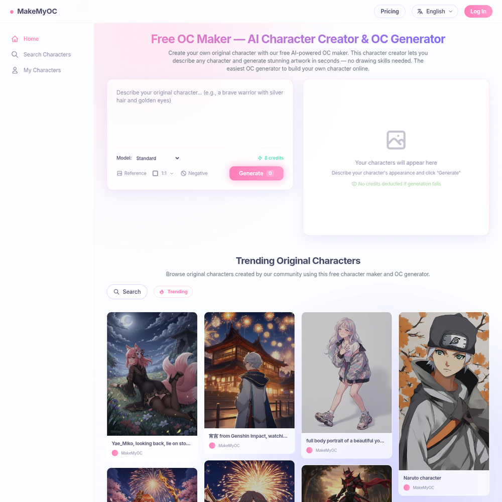 MakeMyOC website screenshot MakeMyOC website screenshot